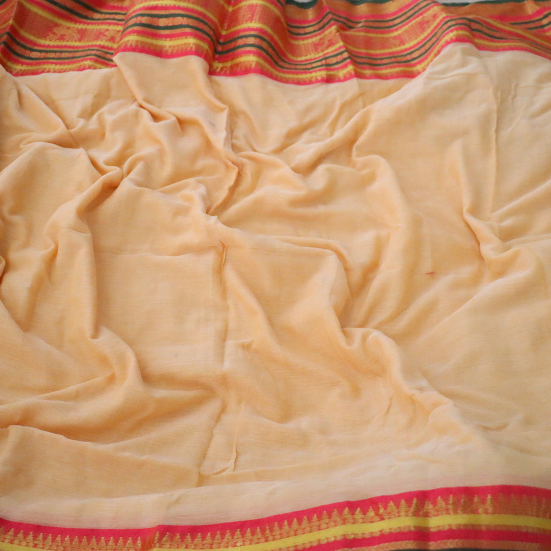 Elegant Mulmul Cotton Saree with Zari Border | Sparkle & Glow
