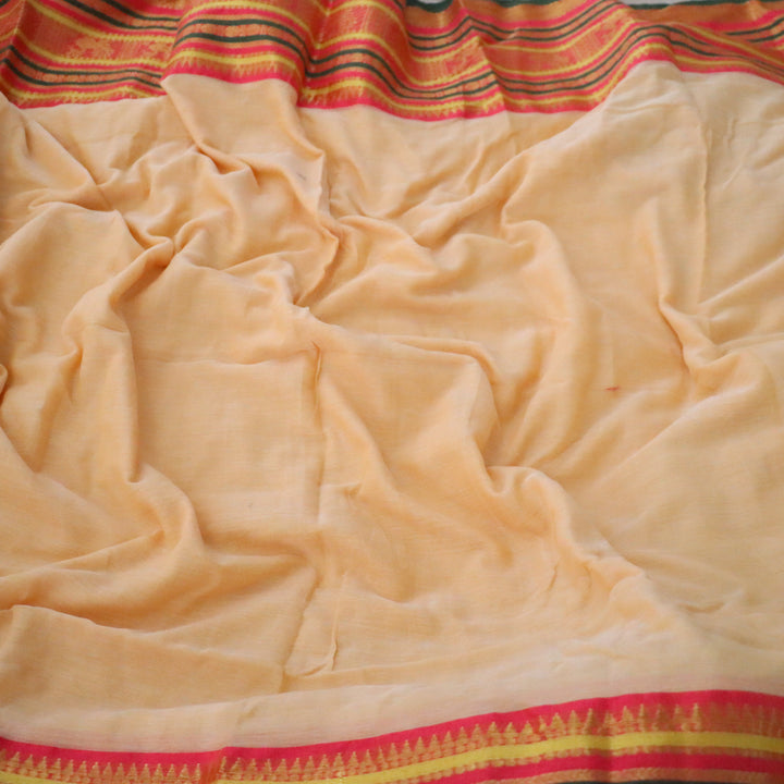 Elegant Mulmul Cotton Saree with Zari Border | Sparkle & Glow