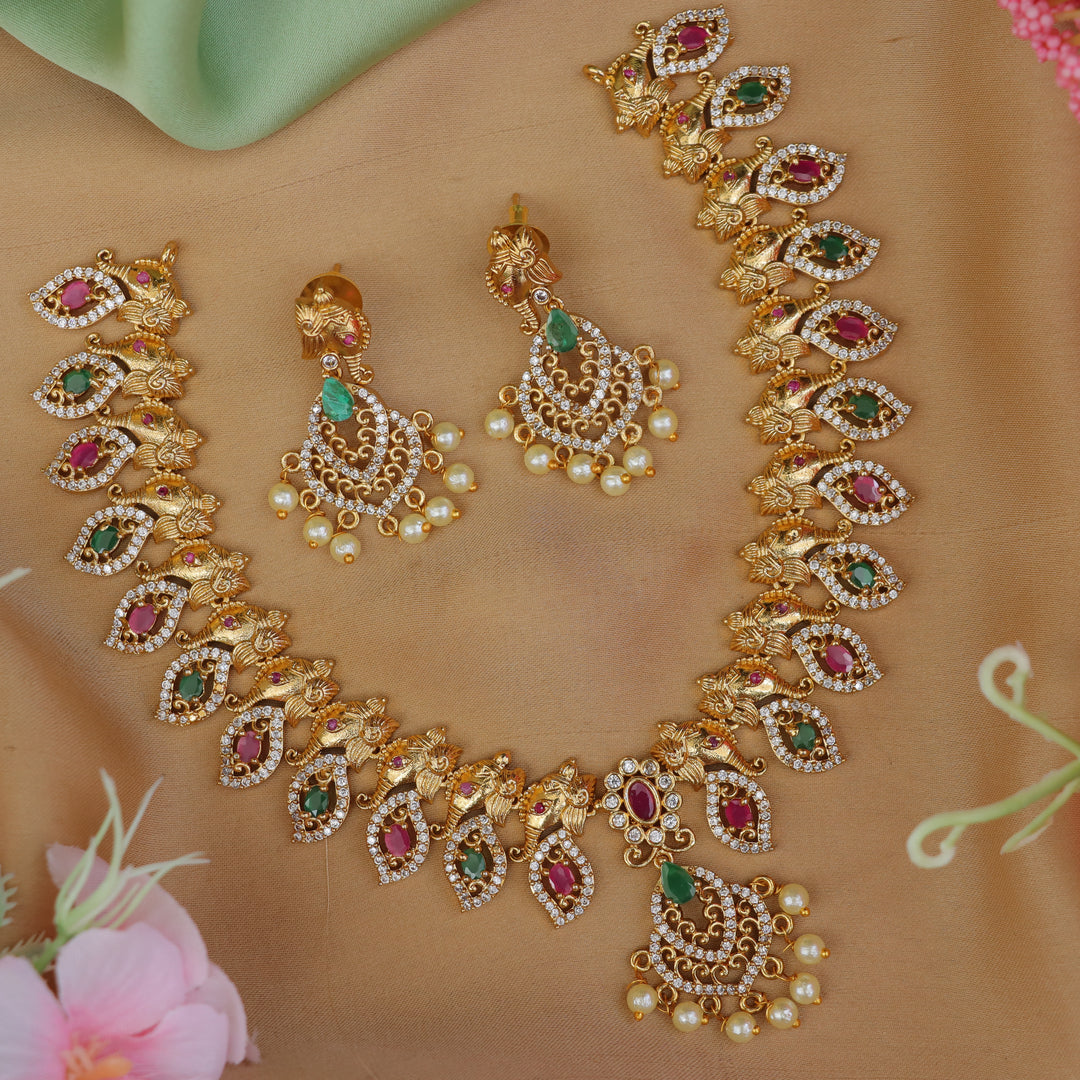 Ganesha Gold AD Necklace