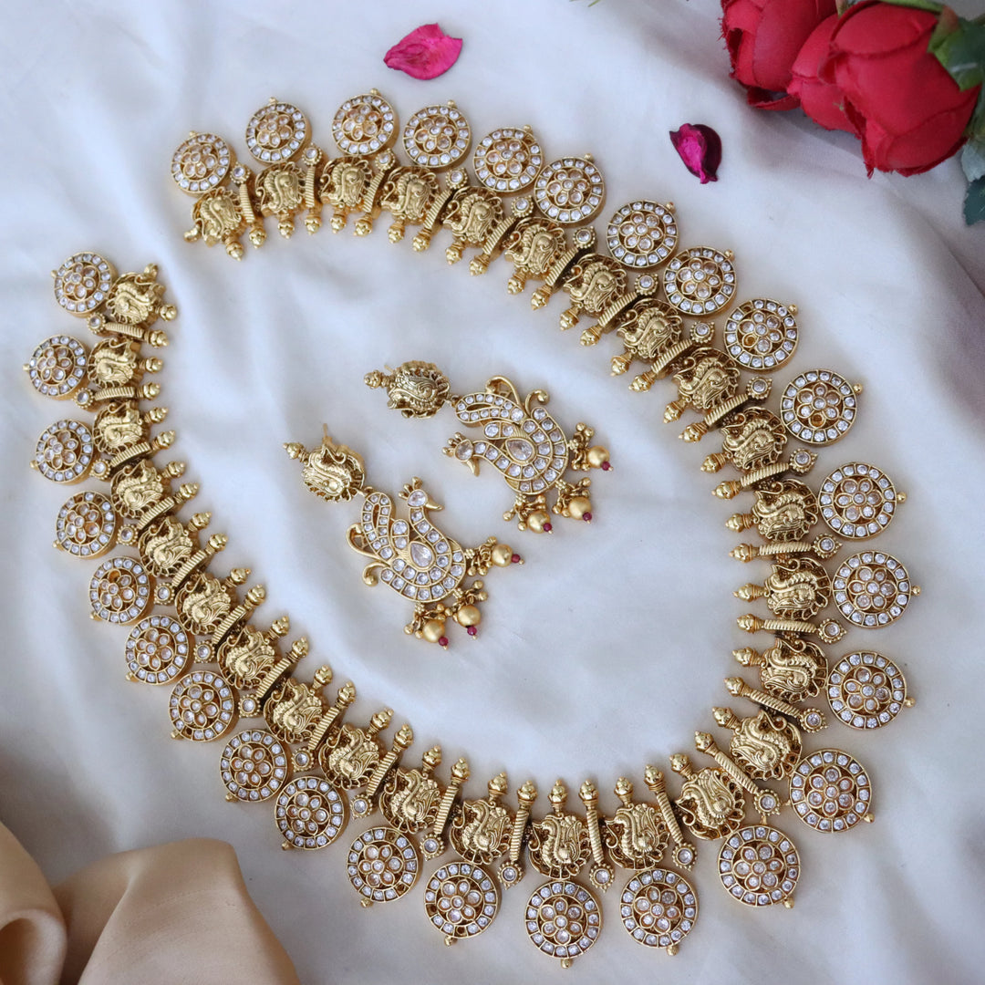 Elegant Kundan Peacock Haram in Gold Finish
