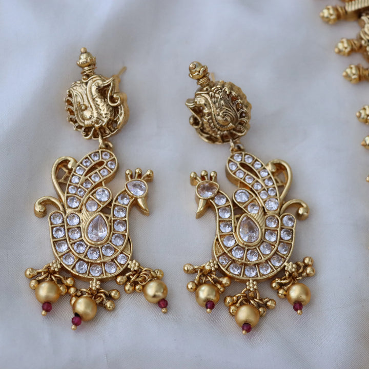 Elegant Kundan Peacock Haram in Gold Finish