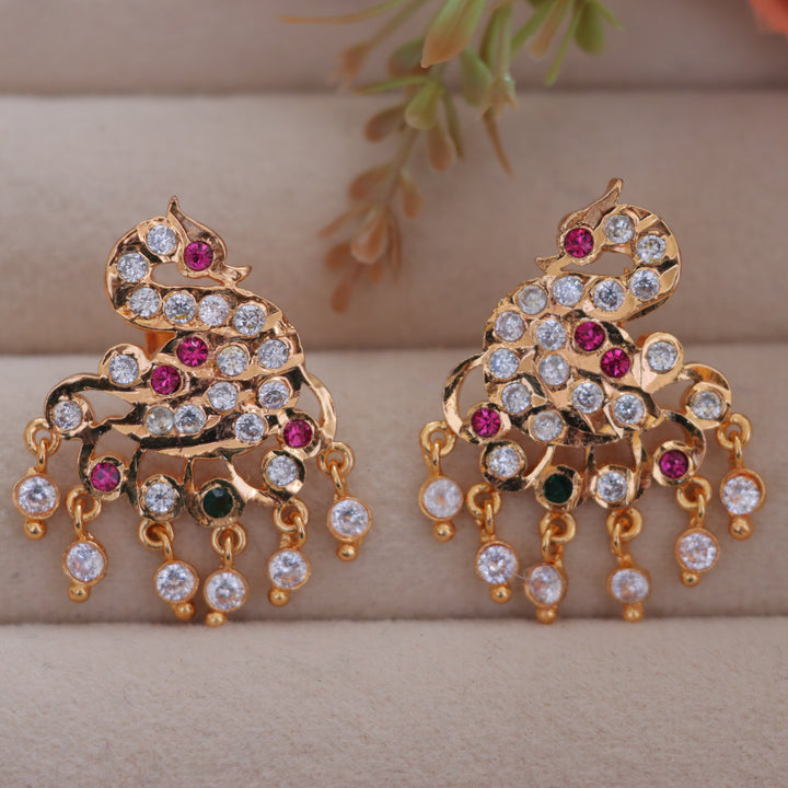 Exquisite Gold Peacock Earrings for Festive Elegance