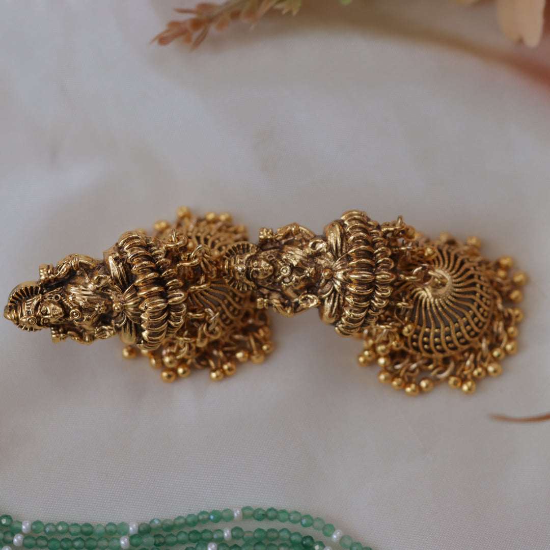 Lakshmi Peacock Haram with Mint Beads & Ruby Pearls