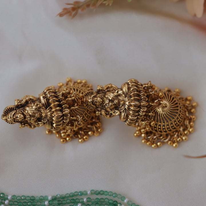 Lakshmi Peacock Haram with Mint Beads & Ruby Pearls