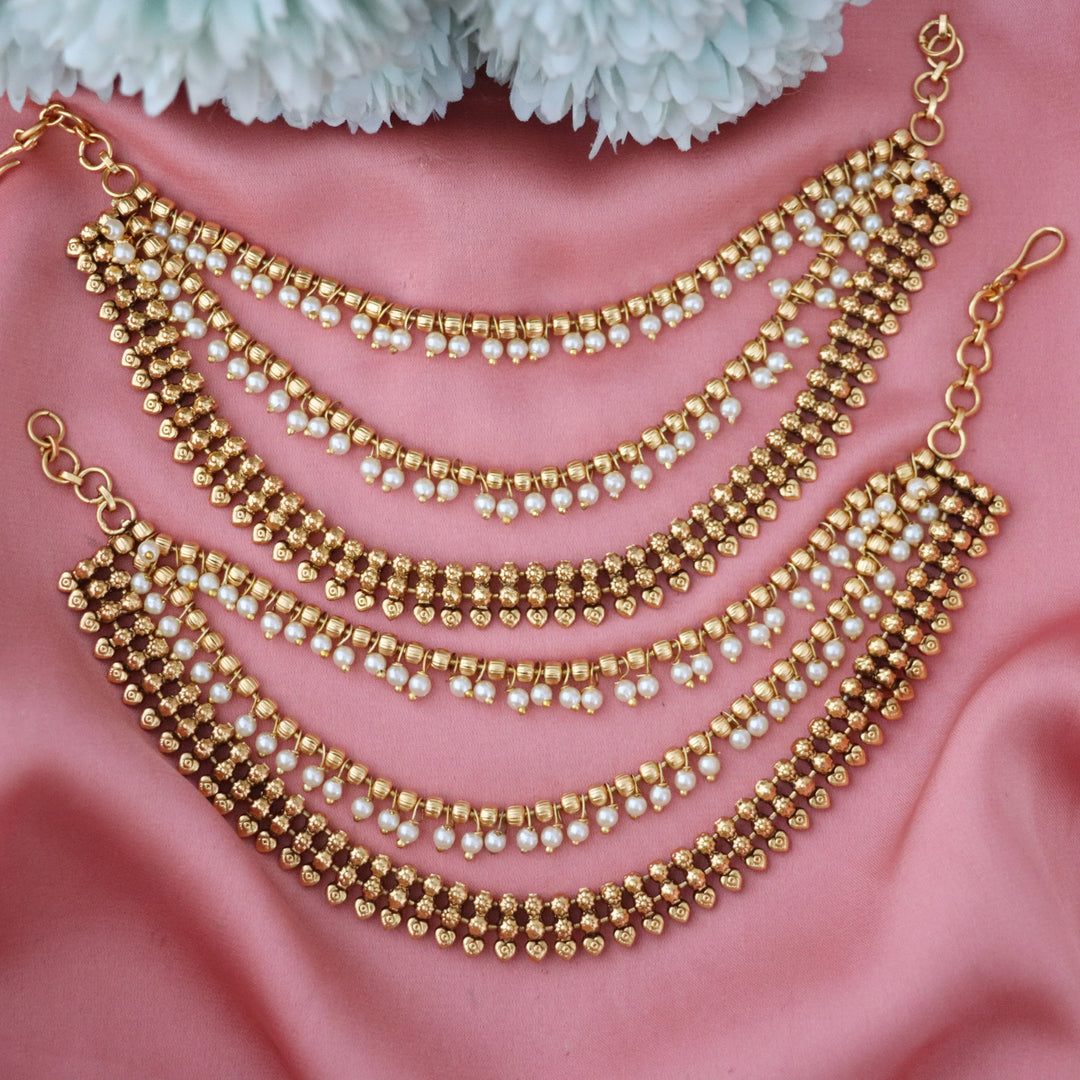 Gold-Like Traditional Multi-Design Ear Chain Set