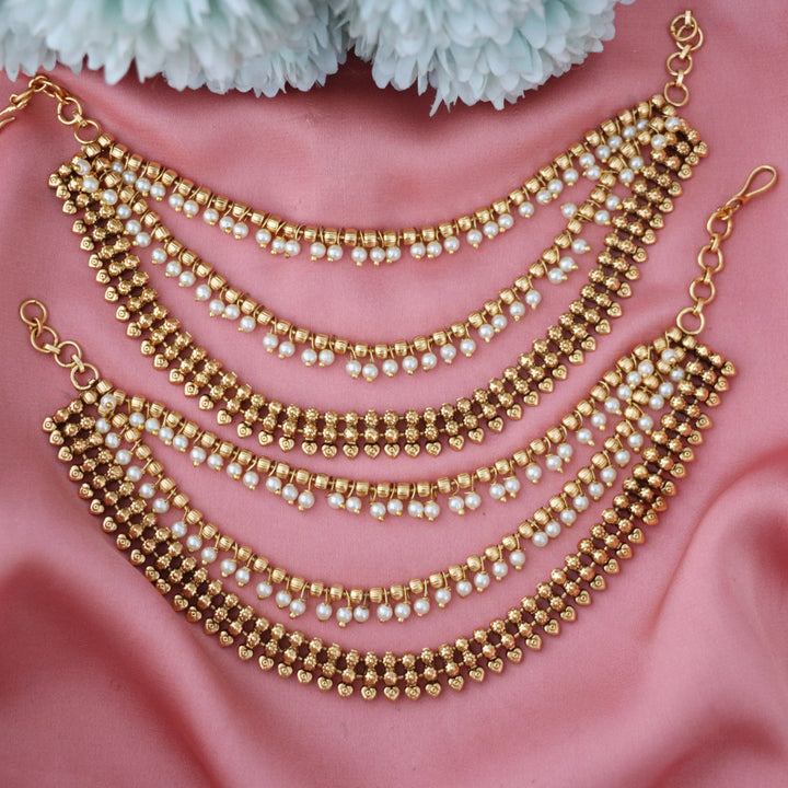 Gold-Like Traditional Multi-Design Ear Chain Set