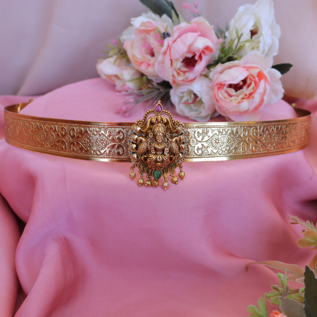 Lakshmi Peacock Hipbelt | Gold Beaded Pendant Style