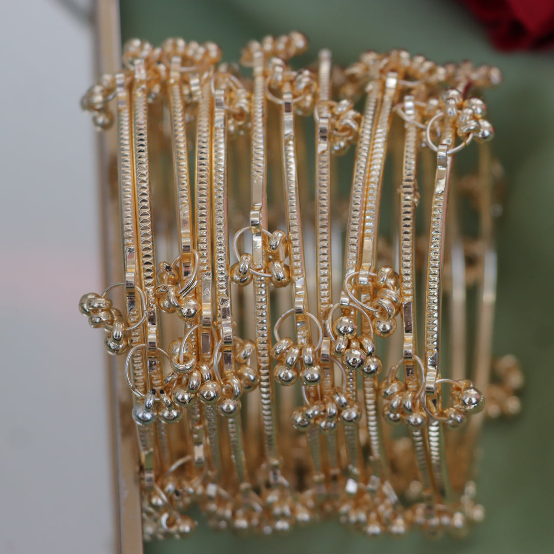 Festive Elegance: Gold Metal Bangles Set for Weddings