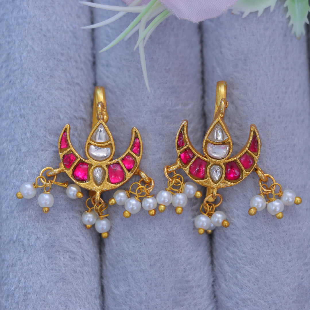 Jadau Kundan Moon Bugadi Earrings for Festive Glam