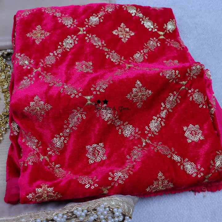 Elegant banarasi tissue silk saree with contrast grand blouse piece - Sparkle and Glow - Cream - Red - 