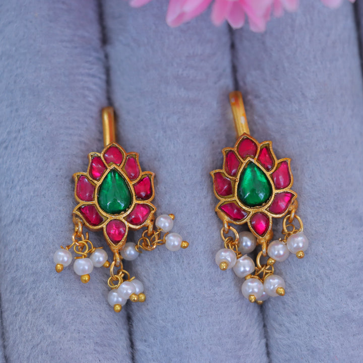 Stunning Leaf Floral Jadau Kundan Bugadi Earrings