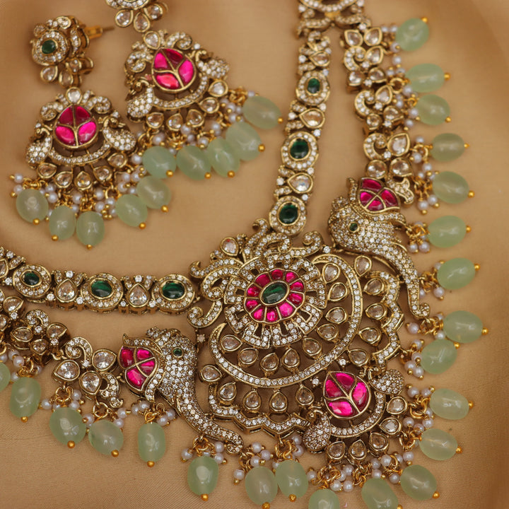 Festive Gold-Tone Necklace Set with Earrings