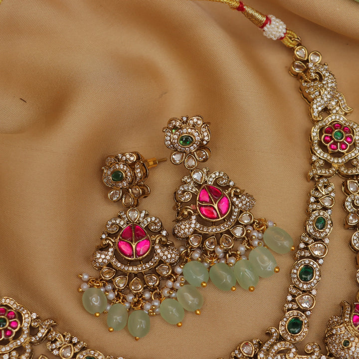 Festive Gold-Tone Necklace Set with Earrings