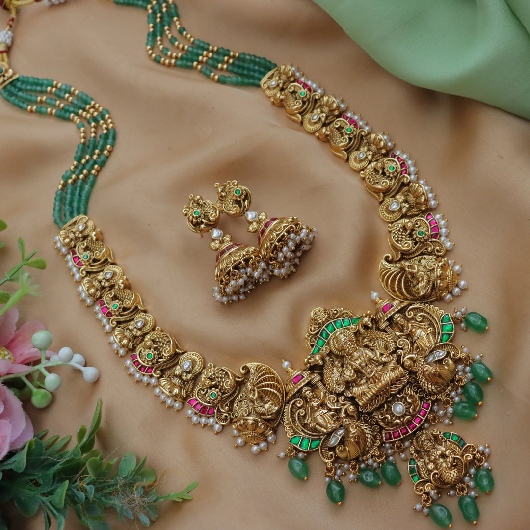Temple Long Necklace Gold-Plated Bridal Set