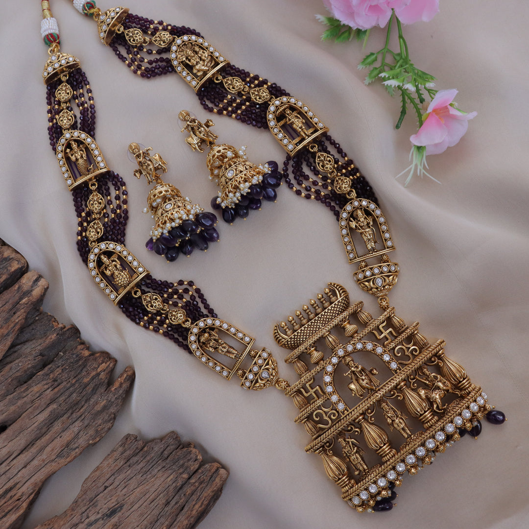 Temple Design Mintgreen Beaded Haram – Krishna Inspired