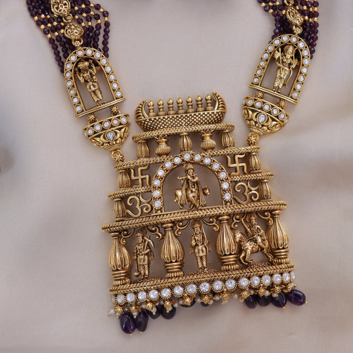 Temple Design Mintgreen Beaded Haram – Krishna Inspired