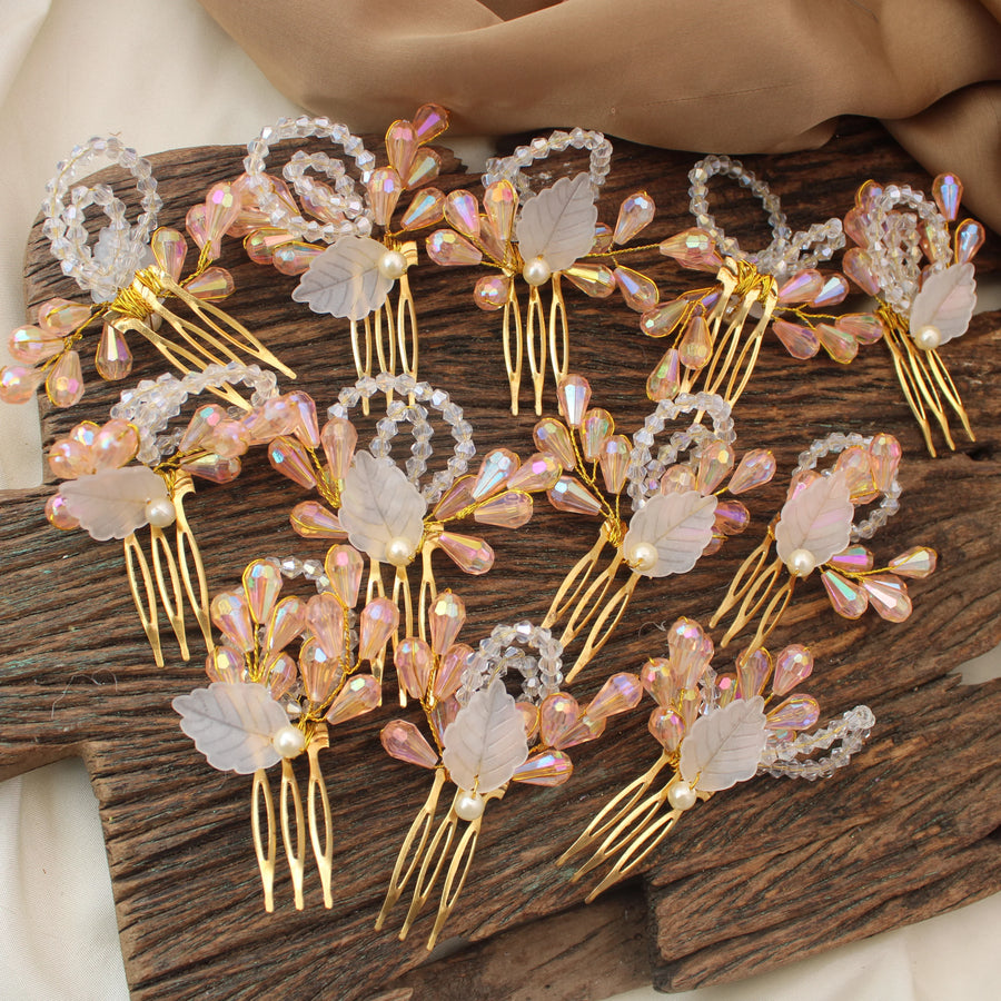Crystal Bead and Pearl Floral Hair Veni – Golden Base - Sparkle and Glow
