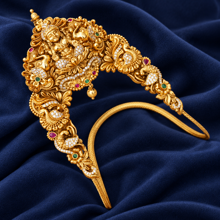 Exquisite Temple Design Gold Vanki for Weddings