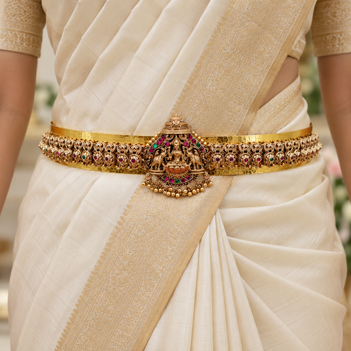 Temple Design Gold-Plated Hip Belt for Special Occasions