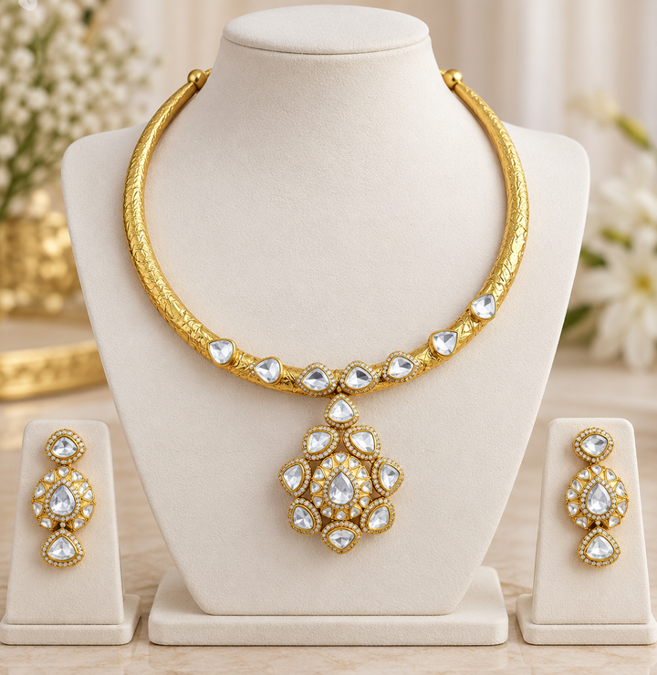 Victorian AD Floral Drop Hasli Choker