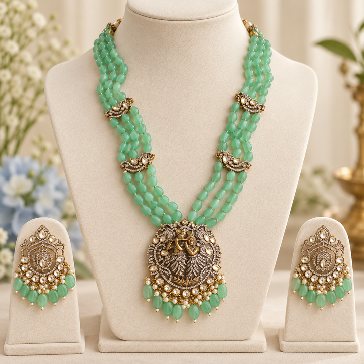 Krishna Pendant Victorian AD Haram Necklace
