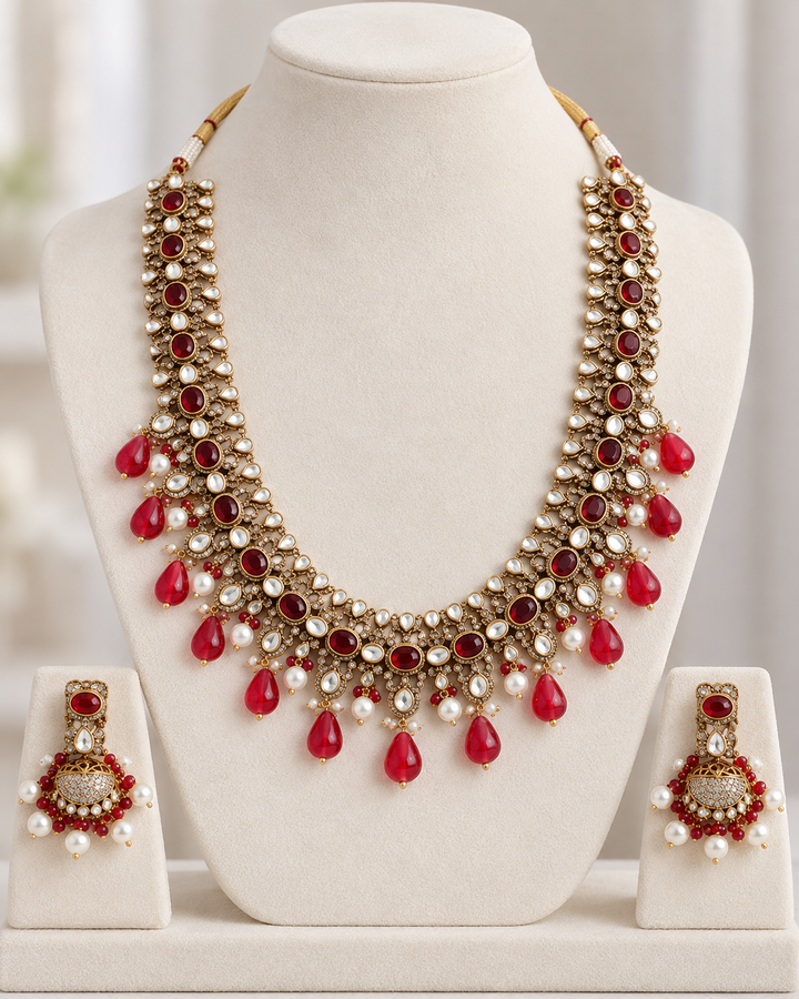 Victorian AD Long Necklace with Pearls
