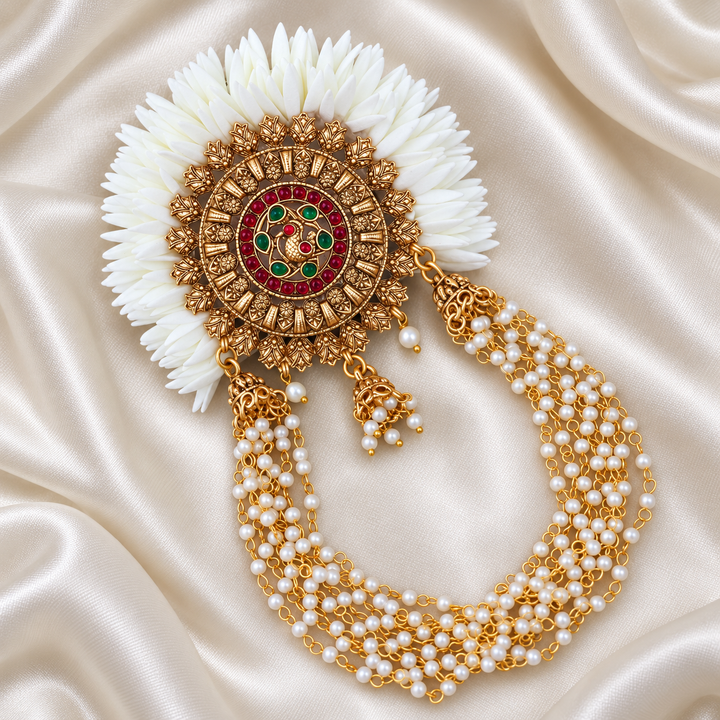 Exquisite Gold Pearl Hair Clip for Festive Elegance
