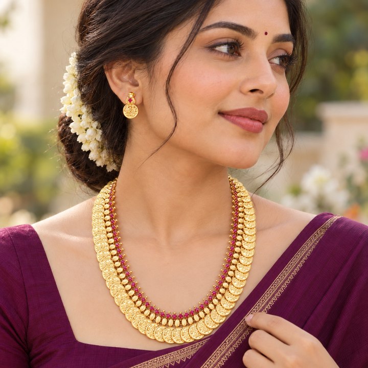 Exquisite Kerala Coin Necklace for Festive Elegance