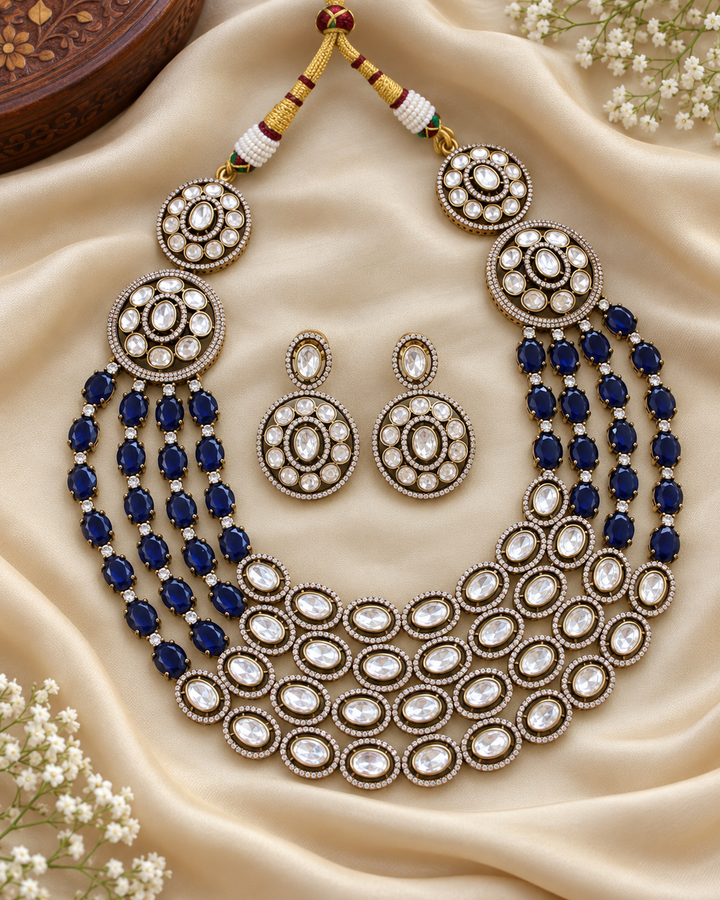 Multi-Layer Floral Victorian AD Haram in Black Finish