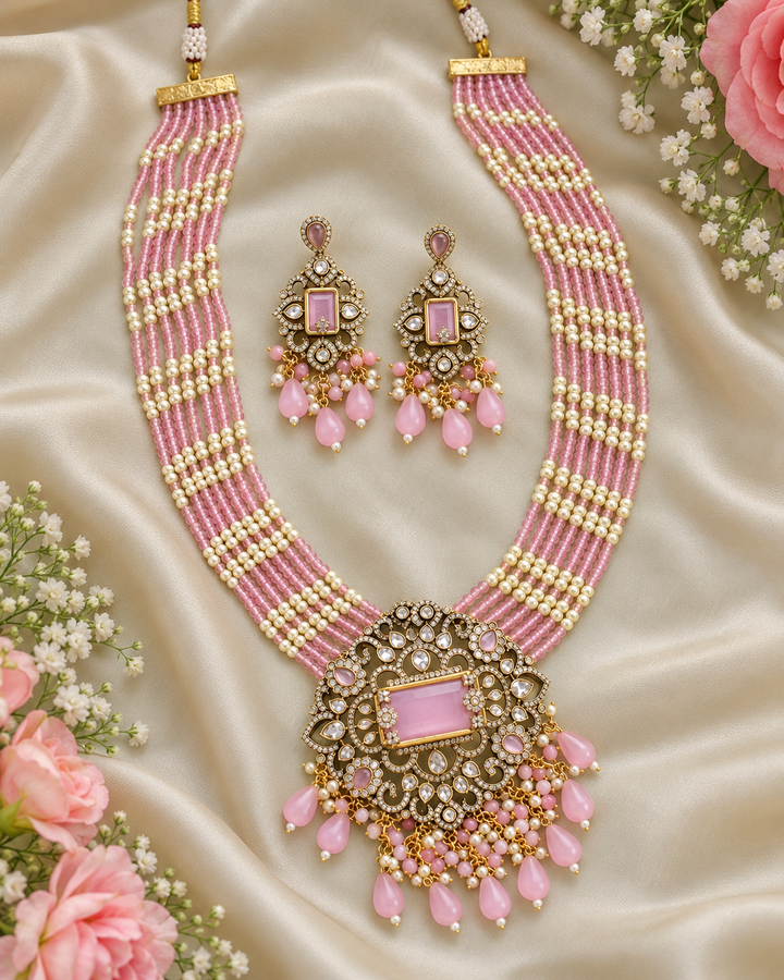 Victorian AD Haram Floral Pendant with Pearl Beads