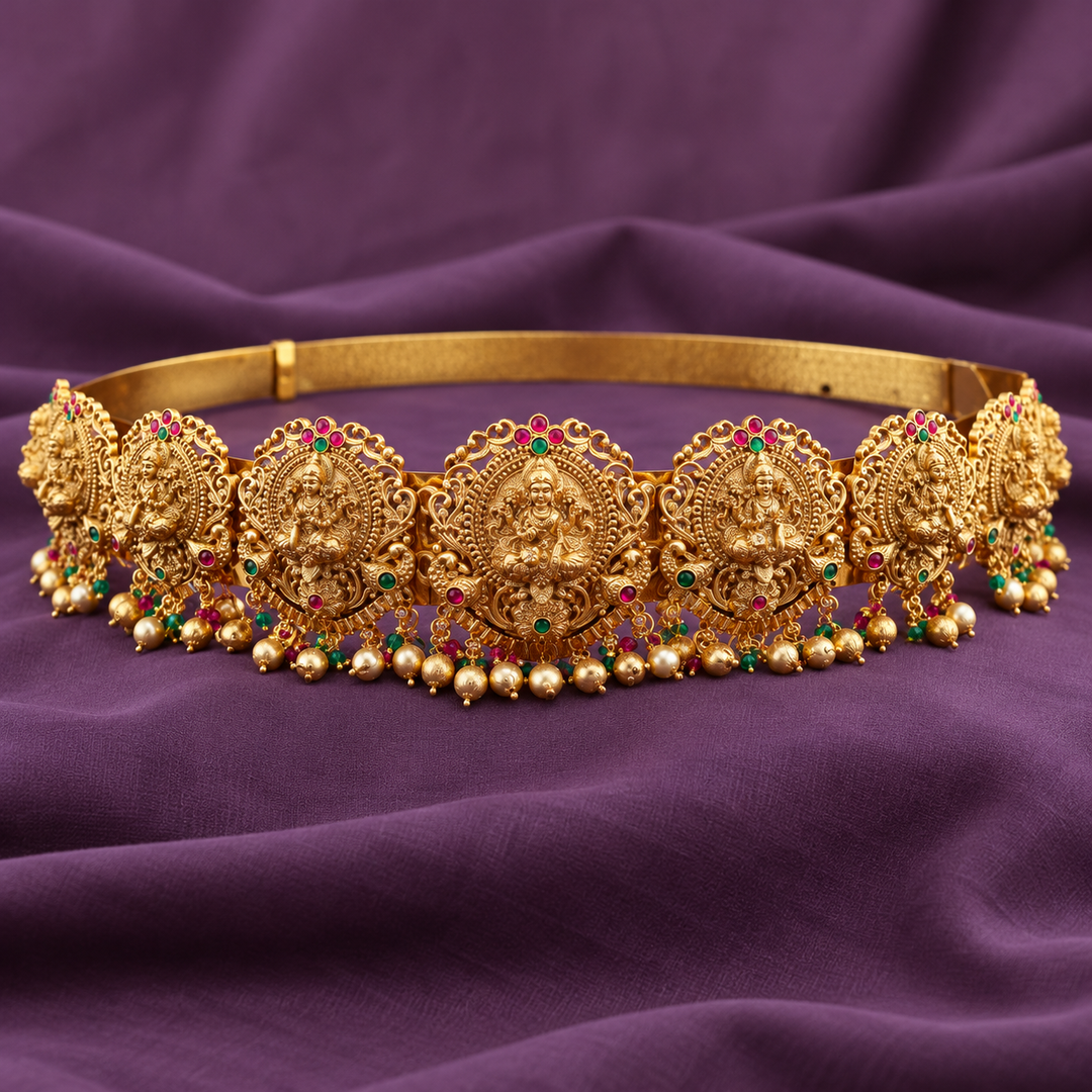 Exquisite Gold Temple Style Hip Belt for Weddings