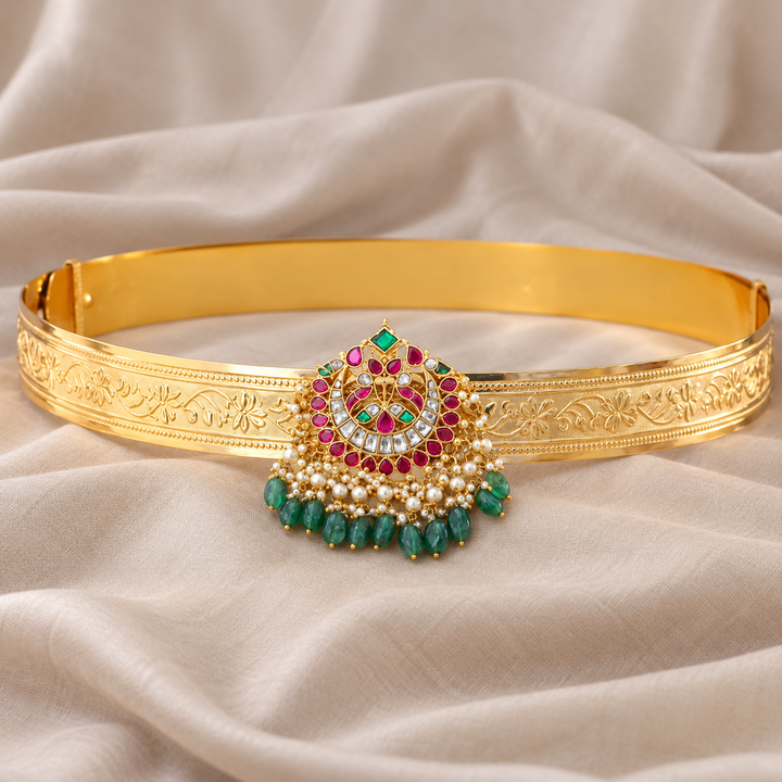 Exquisite Kundan Gold Hip Belt - Perfect for Weddings
