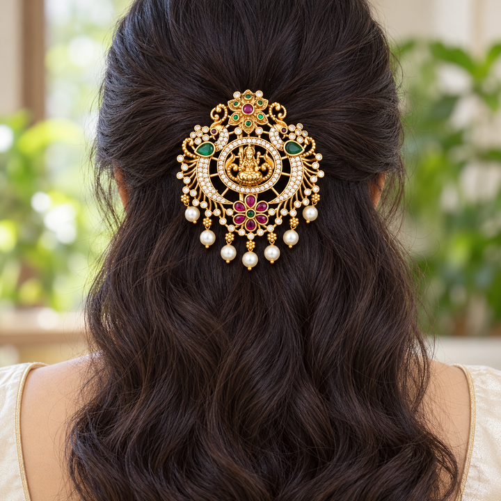 Exquisite Temple Hairpin with Golden Idol Design