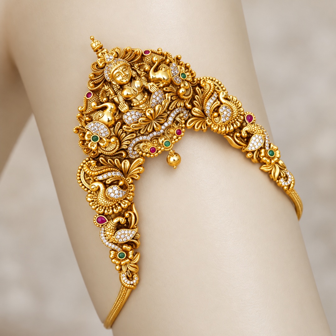 Exquisite Temple Design Gold Vanki for Weddings