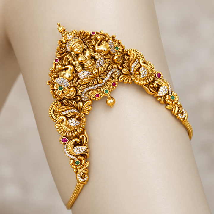 Exquisite Temple Design Gold Vanki for Weddings