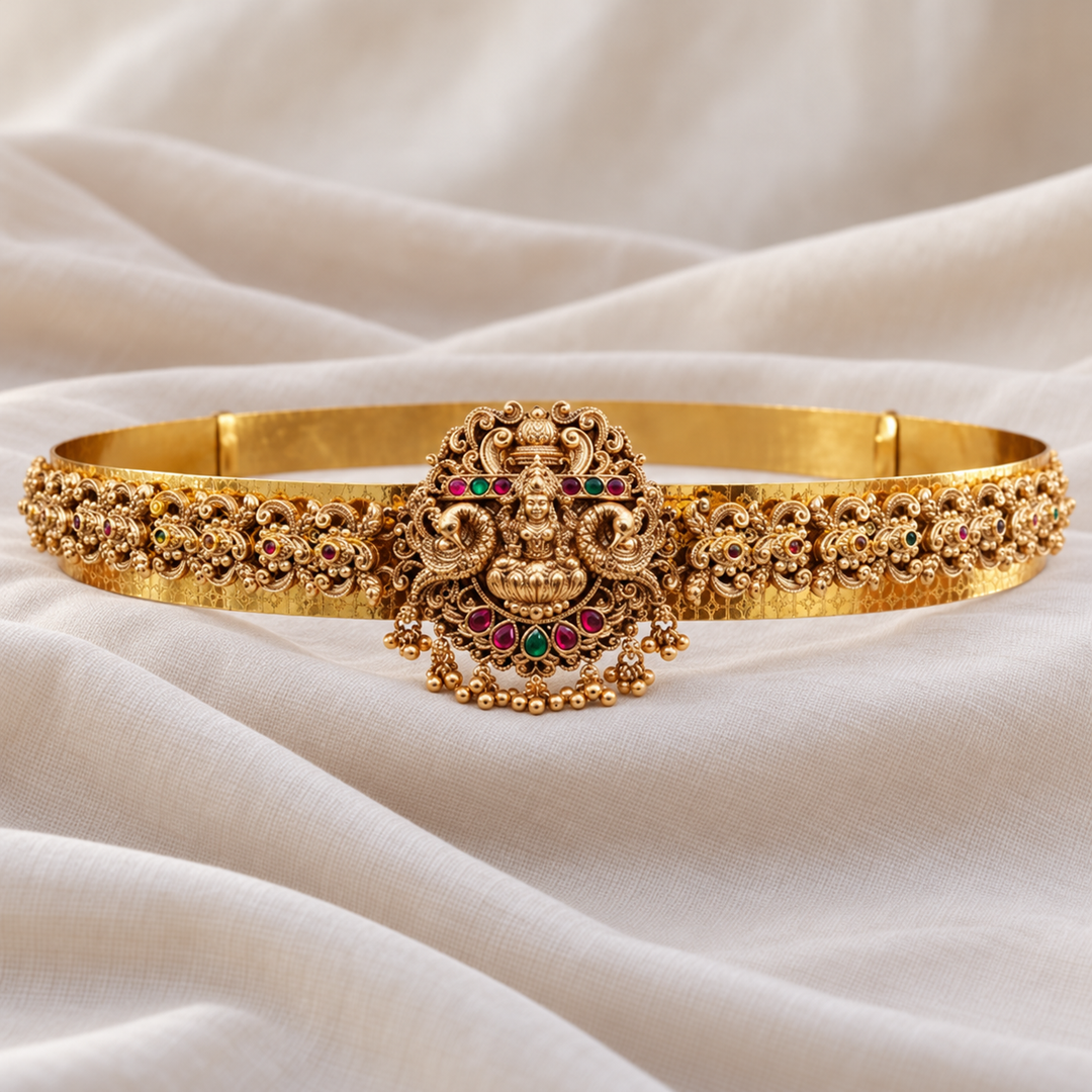 Elegant Temple Design Gold-Plated Hip Belt