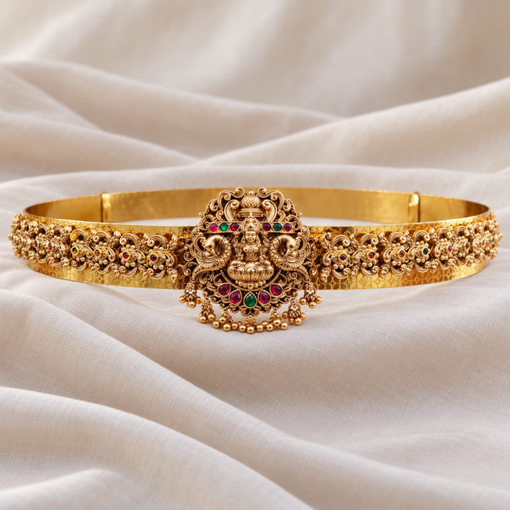 Elegant Temple Design Gold-Plated Hip Belt