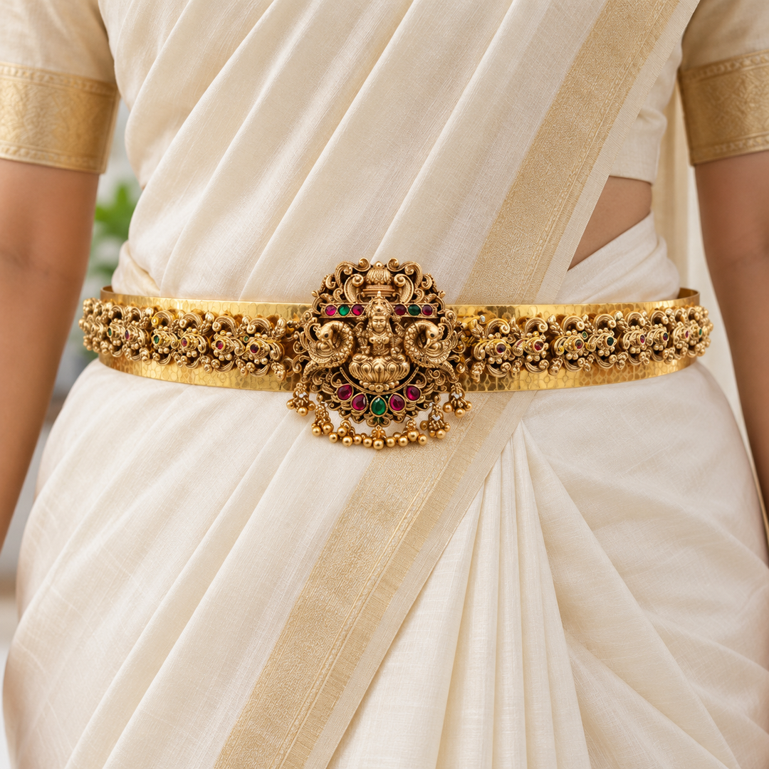 Elegant Temple Design Gold-Plated Hip Belt