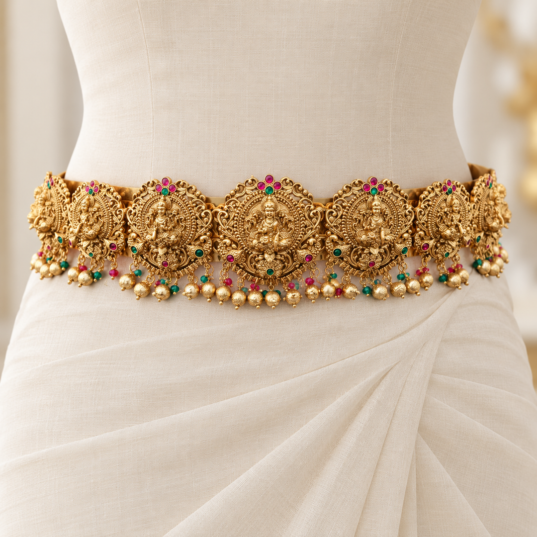 Exquisite Gold Temple Style Hip Belt for Weddings