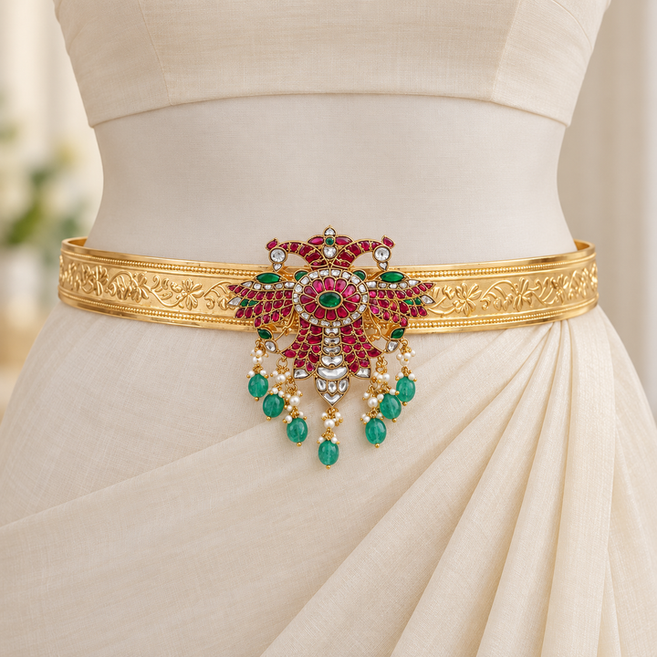 Exquisite Kundan Gold Festive Hip Belt