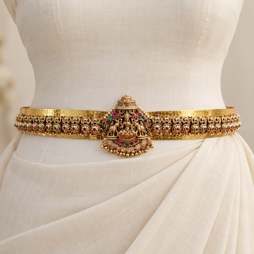 Temple Design Gold-Plated Hip Belt for Special Occasions