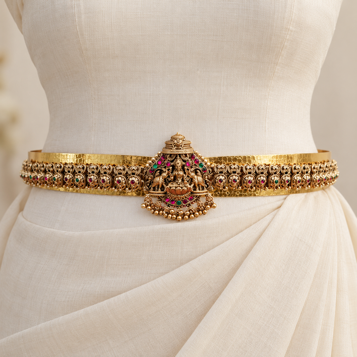 Temple Design Gold-Plated Hip Belt for Special Occasions