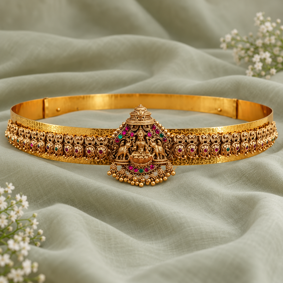 Temple Design Gold-Plated Hip Belt for Special Occasions