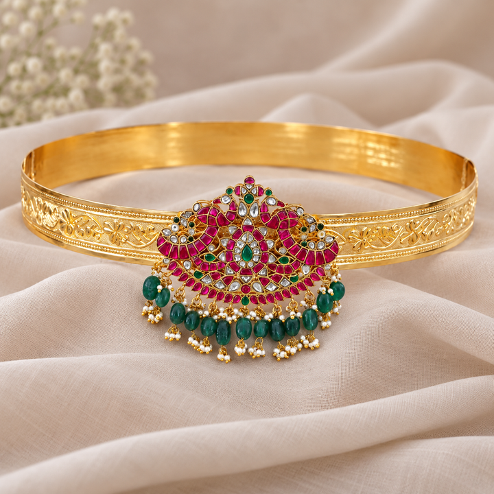 Exquisite Kundan Gold Hip Belt for Weddings & Festivities