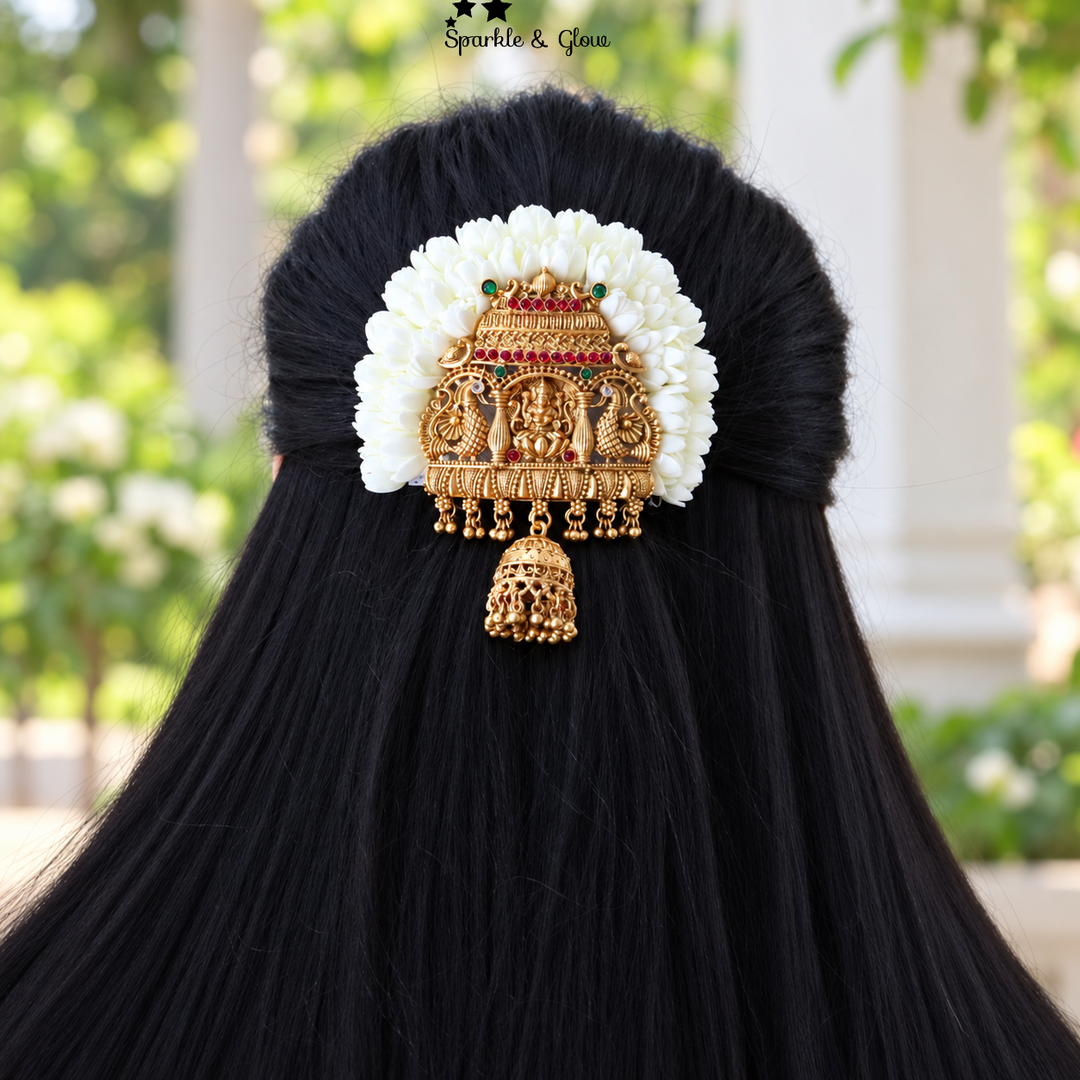 Majestic Gold Temple Hair Clip for Weddings & Festivals