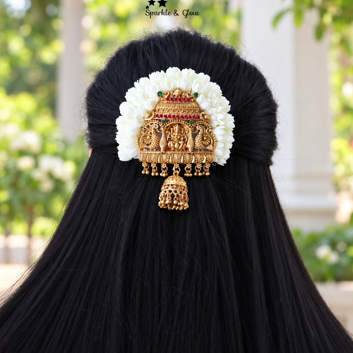 Majestic Gold Temple Hair Clip for Weddings & Festivals
