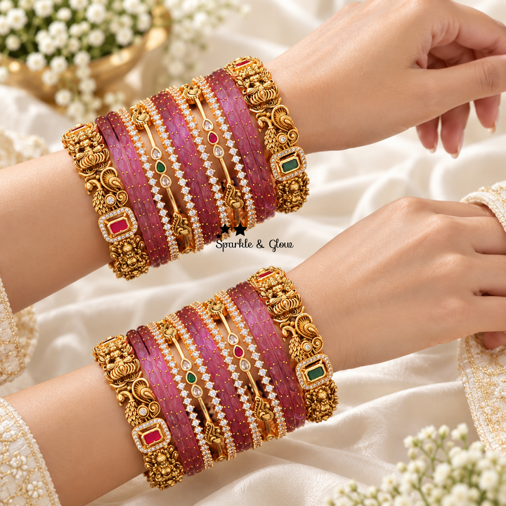 Exquisite Bridal Peacock & Lakshmi Bangles - Elegant & Timeless