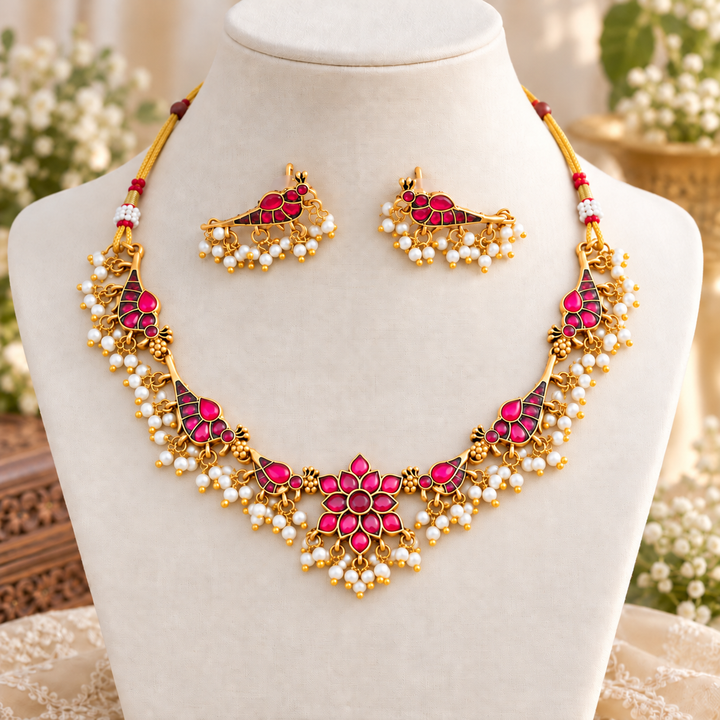 Elegance Redefined: Gold & Turquoise Festive Necklace