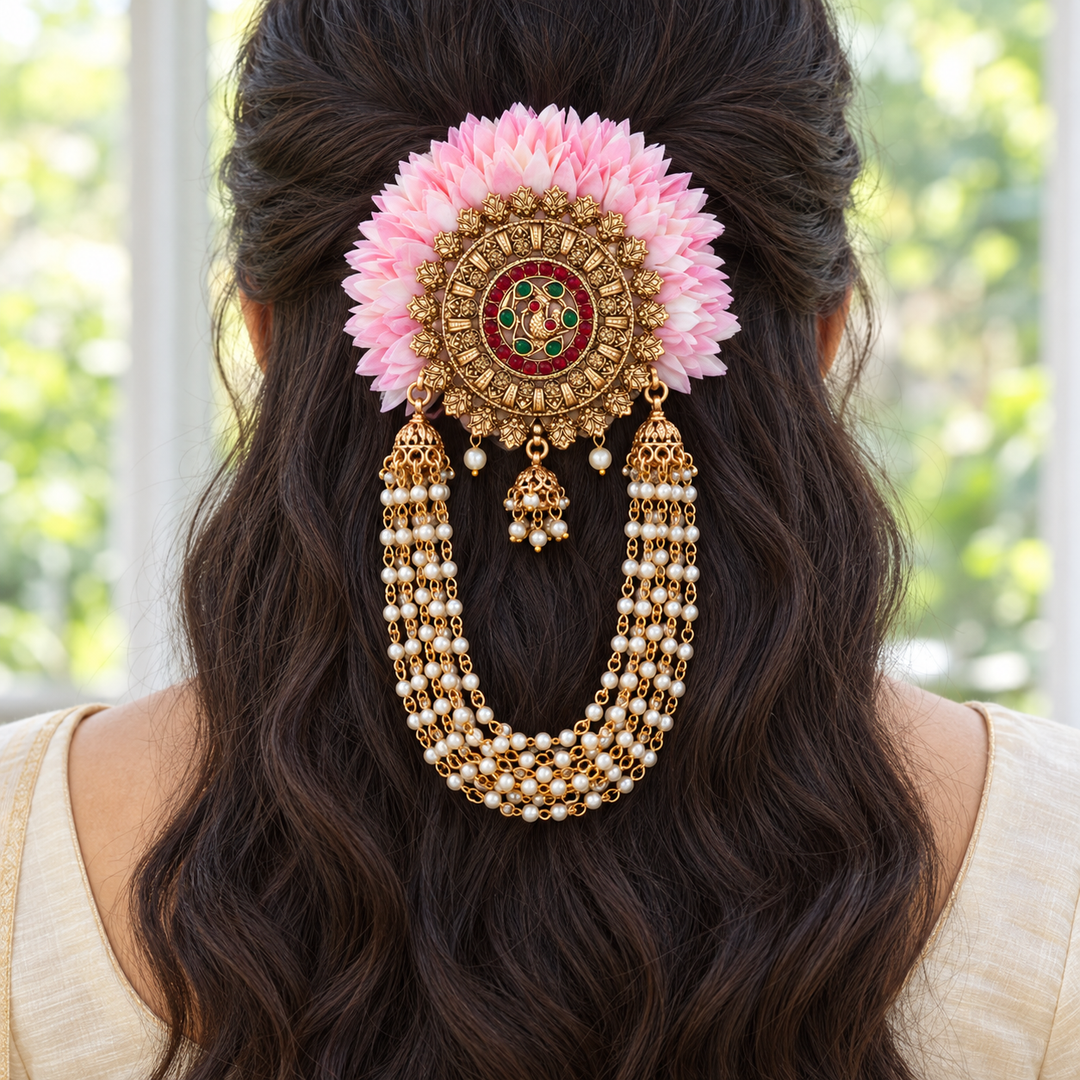 Elegant Gold Pearl Festive Hair Clip for Weddings