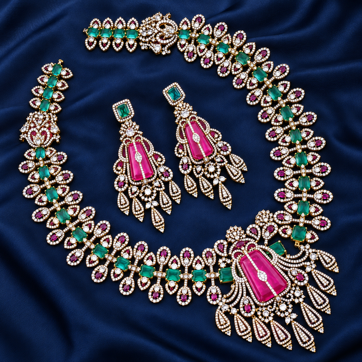 Victorian Bridal Long Necklace Set - Timeless Elegance